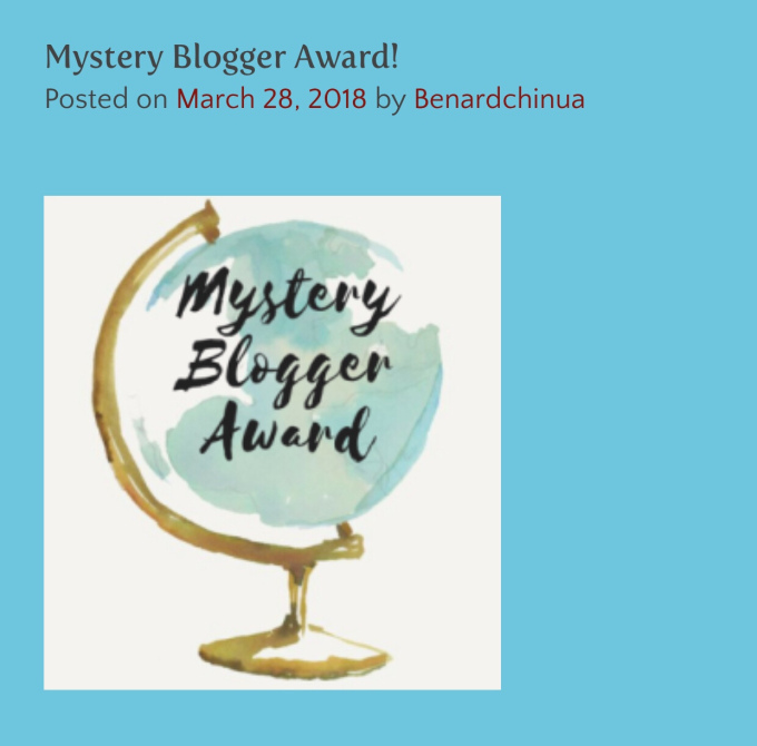 Nominated for Mystery Blogger Award(2nd)